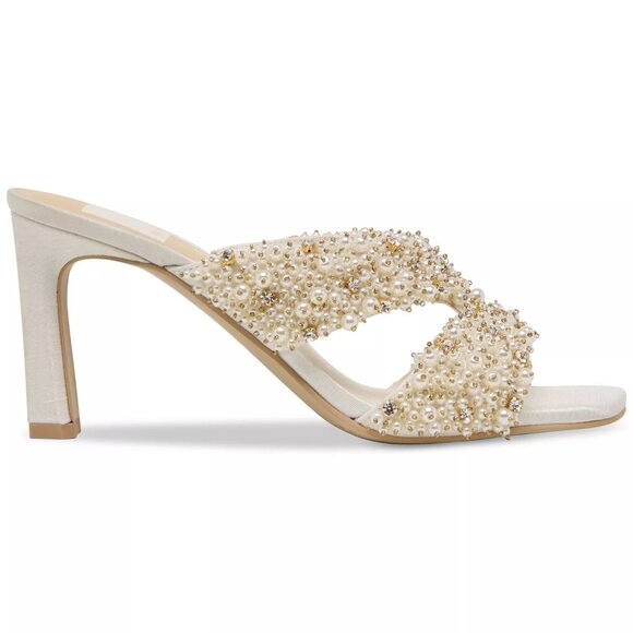 NEW DOLCE VITA Gitel Rhinestone Heeled Sandals in ivory 1225 3t7 - Picture 3 of 8